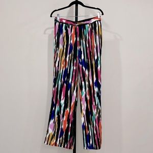 Trina Turk Abstract Multicolor Palazzo Ankle Length Printed Pants Sz M